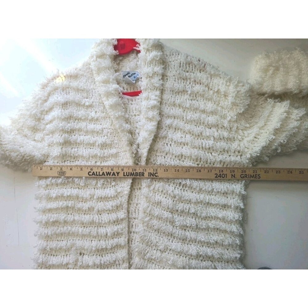 Vintage 80s Clovis Ruffin Shag Cardigan Sweater Coat Womens Medium Open Long - Picture 4 of 13